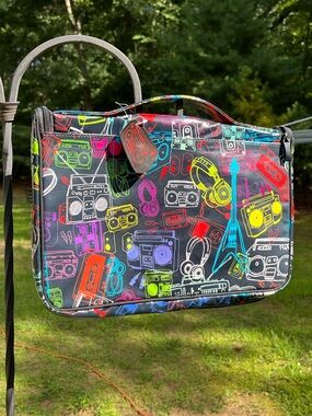 Y2K Paperchase Black Vinyl Laptop Tablet Tech Case Back To School Retro Boombox